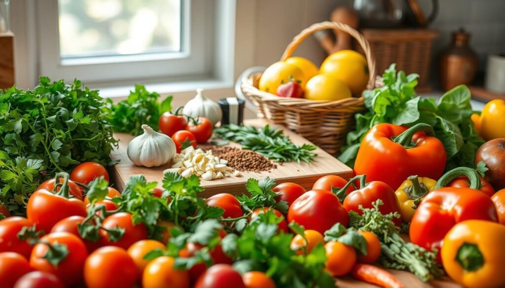 ingredientes naturais frescos para receitas tradicionais