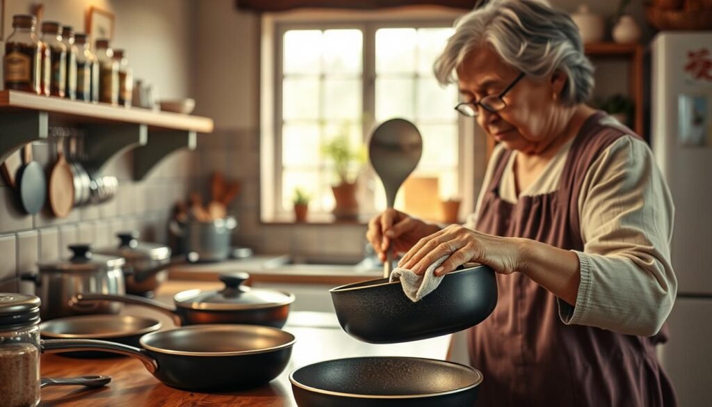 manutenção de panelas antiaderentes tradicionais