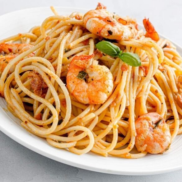 receita de macarrão com camarão