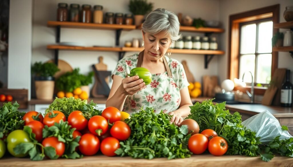 seleção de matéria-prima na cozinha com ingredientes frescos