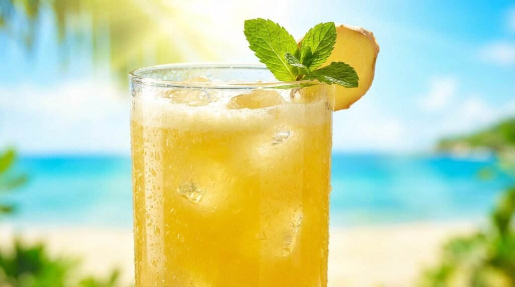 Suco de Abacaxi com Gengibre e Hortelã