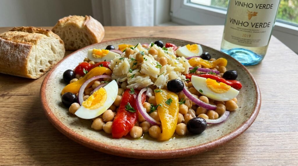 Salada de bacalhau com grão-de-bico