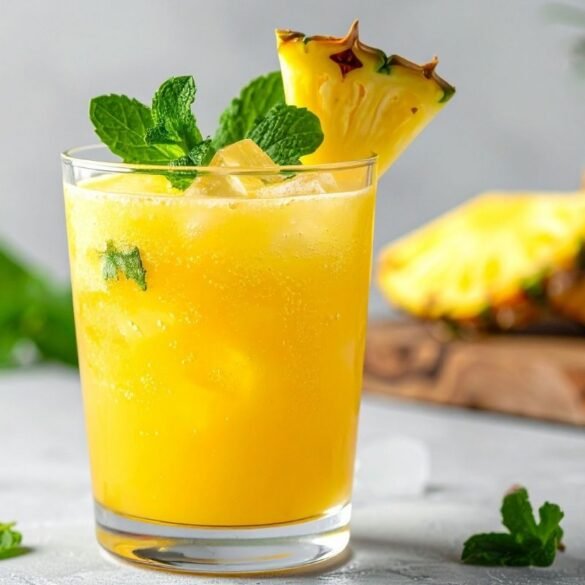 suco de abacaxi com gengibre e hortelã